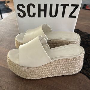 Schutz Sandals, Nappa Leather, White, size U.S. 8,5